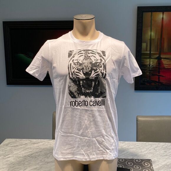 NWT Roberto Cavalli Medium Graphic Print Tiger Short Sleeve T Shirt - Picture 1 of 6